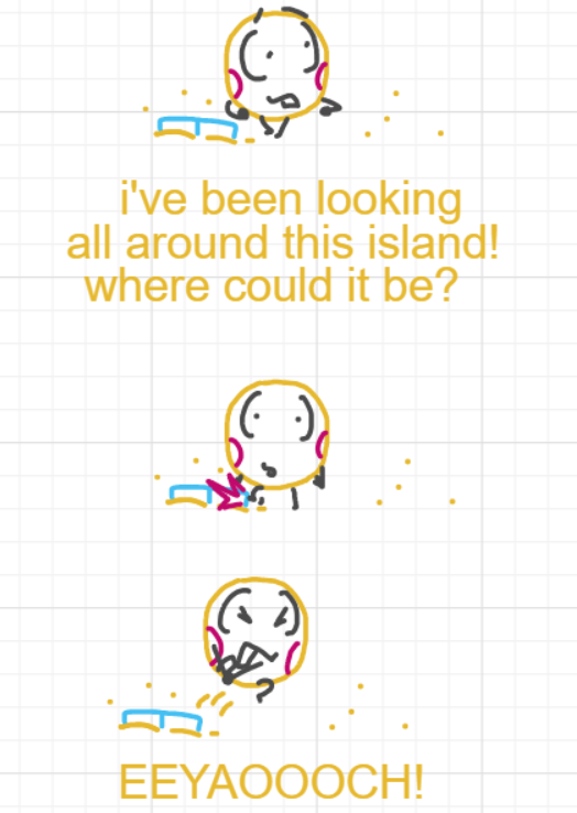 A panel from Ready Oar Knot, episode three of the Board Boards object show by Furretwalk/WalkingFurret.